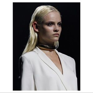 LANVIN BRONZE GOLD CHOKER NECKLACE BLACK GROSGRAIN